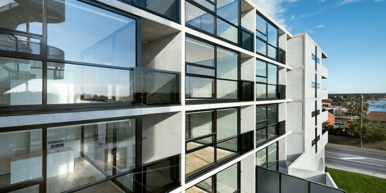 Optitherm. Pier 1 apartments external close up. Photography by Emma Cross